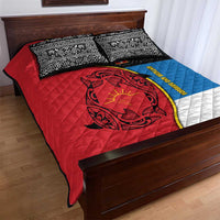 Antigua and Barbuda Tribal Quilt Bed Set with Polynesian Dolphin Sun Design with National Flag Colors - Wonder Print Shop