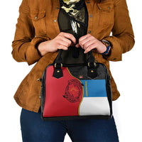 Antigua and Barbuda Tribal Shoulder Handbag with Polynesian Dolphin Sun Design with National Flag Colors - Wonder Print Shop