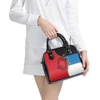 Antigua and Barbuda Tribal Shoulder Handbag with Polynesian Dolphin Sun Design with National Flag Colors - Wonder Print Shop