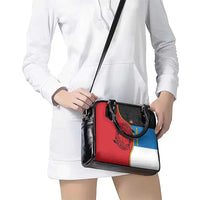 Antigua and Barbuda Tribal Shoulder Handbag with Polynesian Dolphin Sun Design with National Flag Colors - Wonder Print Shop