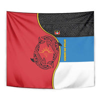 Antigua and Barbuda Tribal Tapestry with Polynesian Dolphin Sun Design with National Flag Colors - Wonder Print Shop