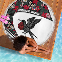 Antigua and Barbuda Hummingbird Beach Blanket with Tribal Bird and Tropical Floral Design with Island Flag - Wonder Print Shop