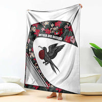 Antigua and Barbuda Hummingbird Blanket with Tribal Bird and Tropical Floral Design with Island Flag - Wonder Print Shop
