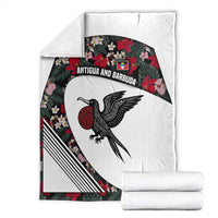 Antigua and Barbuda Hummingbird Blanket with Tribal Bird and Tropical Floral Design with Island Flag - Wonder Print Shop