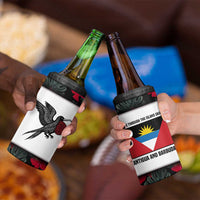 Antigua and Barbuda Hummingbird 4 in 1 Can Cooler Tumbler with Tribal Bird and Tropical Floral Design with Island Flag - Wonder Print Shop
