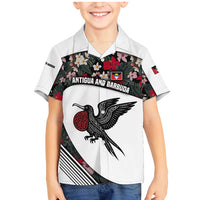 Antigua and Barbuda Hummingbird Family Matching Mermaid Dress and Hawaiian Shirt with Tribal Bird and Tropical Floral Design with Island Flag - Wonder Print Shop