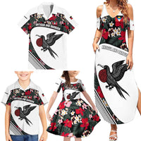 Antigua and Barbuda Hummingbird Family Matching Summer Maxi Dress and Hawaiian Shirt with Tribal Bird and Tropical Floral Design with Island Flag - Wonder Print Shop