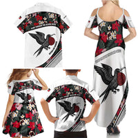 Antigua and Barbuda Hummingbird Family Matching Summer Maxi Dress and Hawaiian Shirt with Tribal Bird and Tropical Floral Design with Island Flag - Wonder Print Shop