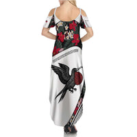 Antigua and Barbuda Hummingbird Family Matching Summer Maxi Dress and Hawaiian Shirt with Tribal Bird and Tropical Floral Design with Island Flag - Wonder Print Shop