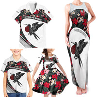 Antigua and Barbuda Hummingbird Family Matching Tank Maxi Dress and Hawaiian Shirt with Tribal Bird and Tropical Floral Design with Island Flag - Wonder Print Shop