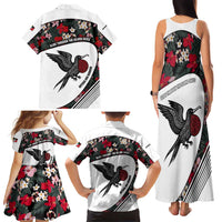 Antigua and Barbuda Hummingbird Family Matching Tank Maxi Dress and Hawaiian Shirt with Tribal Bird and Tropical Floral Design with Island Flag - Wonder Print Shop