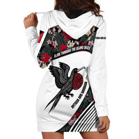 Antigua and Barbuda Hummingbird Hoodie Dress with Tribal Bird and Tropical Floral Design with Island Flag - Wonder Print Shop