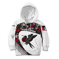 Antigua and Barbuda Hummingbird Kid Hoodie with Tribal Bird and Tropical Floral Design with Island Flag - Wonder Print Shop