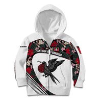 Antigua and Barbuda Hummingbird Kid Hoodie with Tribal Bird and Tropical Floral Design with Island Flag - Wonder Print Shop