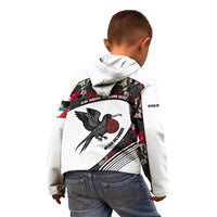 Antigua and Barbuda Hummingbird Kid Hoodie with Tribal Bird and Tropical Floral Design with Island Flag - Wonder Print Shop
