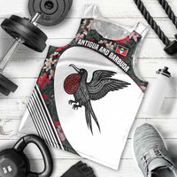 Antigua and Barbuda Hummingbird Men Tank Top with Tribal Bird and Tropical Floral Design with Island Flag - Wonder Print Shop