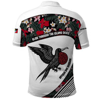 Antigua and Barbuda Hummingbird Polo Shirt with Tribal Bird and Tropical Floral Design with Island Flag - Wonder Print Shop