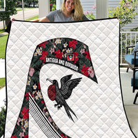 Antigua and Barbuda Hummingbird Quilt with Tribal Bird and Tropical Floral Design with Island Flag - Wonder Print Shop