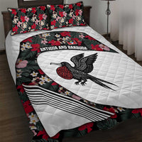 Antigua and Barbuda Hummingbird Quilt Bed Set with Tribal Bird and Tropical Floral Design with Island Flag - Wonder Print Shop