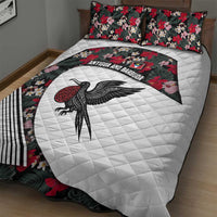 Antigua and Barbuda Hummingbird Quilt Bed Set with Tribal Bird and Tropical Floral Design with Island Flag - Wonder Print Shop