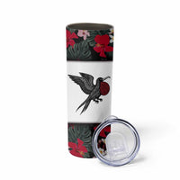 Antigua and Barbuda Hummingbird Skinny Tumbler with Tribal Bird and Tropical Floral Design with Island Flag - Wonder Print Shop