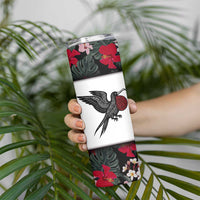 Antigua and Barbuda Hummingbird Skinny Tumbler with Tribal Bird and Tropical Floral Design with Island Flag - Wonder Print Shop