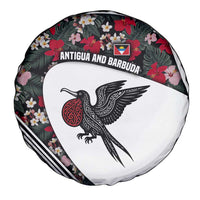 Antigua and Barbuda Hummingbird Spare Tire Cover with Tribal Bird and Tropical Floral Design with Island Flag - Wonder Print Shop
