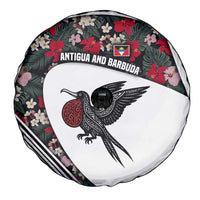 Antigua and Barbuda Hummingbird Spare Tire Cover with Tribal Bird and Tropical Floral Design with Island Flag - Wonder Print Shop