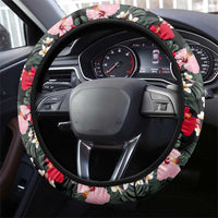 Antigua and Barbuda Hummingbird Steering Wheel Cover with Tribal Bird and Tropical Floral Design with Island Flag - Wonder Print Shop