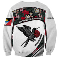 Antigua and Barbuda Hummingbird Sweatshirt with Tribal Bird and Tropical Floral Design with Island Flag - Wonder Print Shop