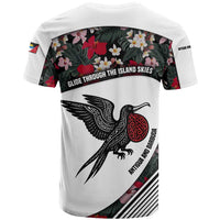 Antigua and Barbuda Hummingbird T Shirt with Tribal Bird and Tropical Floral Design with Island Flag - Wonder Print Shop