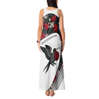 Antigua and Barbuda Hummingbird Tank Maxi Dress with Tribal Bird and Tropical Floral Design with Island Flag - Wonder Print Shop