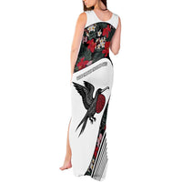 Antigua and Barbuda Hummingbird Tank Maxi Dress with Tribal Bird and Tropical Floral Design with Island Flag - Wonder Print Shop