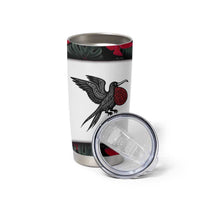 Antigua and Barbuda Hummingbird Tumbler Cup with Tribal Bird and Tropical Floral Design with Island Flag - Wonder Print Shop