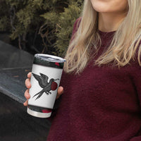 Antigua and Barbuda Hummingbird Tumbler Cup with Tribal Bird and Tropical Floral Design with Island Flag - Wonder Print Shop