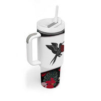 Antigua and Barbuda Hummingbird Tumbler With Handle with Tribal Bird and Tropical Floral Design with Island Flag - Wonder Print Shop