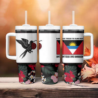 Antigua and Barbuda Hummingbird Tumbler With Handle with Tribal Bird and Tropical Floral Design with Island Flag - Wonder Print Shop