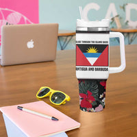 Antigua and Barbuda Hummingbird Tumbler With Handle with Tribal Bird and Tropical Floral Design with Island Flag - Wonder Print Shop