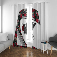 Antigua and Barbuda Hummingbird Window Curtain with Tribal Bird and Tropical Floral Design with Island Flag - Wonder Print Shop
