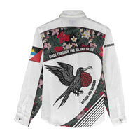 Antigua and Barbuda Hummingbird Women Casual Shirt with Tribal Bird and Tropical Floral Design with Island Flag - Wonder Print Shop