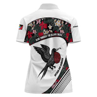 Antigua and Barbuda Hummingbird Women Polo Shirt with Tribal Bird and Tropical Floral Design with Island Flag - Wonder Print Shop