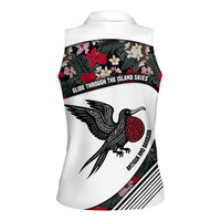 Antigua and Barbuda Hummingbird Women Sleeveless Polo Shirt with Tribal Bird and Tropical Floral Design with Island Flag - Wonder Print Shop