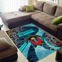 Antigua and Barbuda Sea Turtle Area Rug with Tribal Mandala Design with Ocean Waves and National Flag - Wonder Print Shop