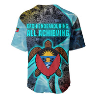 Antigua and Barbuda Sea Turtle Baseball Jersey with Tribal Mandala Design with Ocean Waves and National Flag - Wonder Print Shop