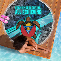 Antigua and Barbuda Sea Turtle Beach Blanket with Tribal Mandala Design with Ocean Waves and National Flag - Wonder Print Shop