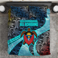 Antigua and Barbuda Sea Turtle Bedding Set with Tribal Mandala Design with Ocean Waves and National Flag - Wonder Print Shop