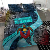 Antigua and Barbuda Sea Turtle Bedding Set with Tribal Mandala Design with Ocean Waves and National Flag - Wonder Print Shop