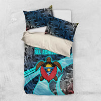 Antigua and Barbuda Sea Turtle Bedding Set with Tribal Mandala Design with Ocean Waves and National Flag - Wonder Print Shop