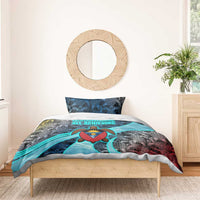 Antigua and Barbuda Sea Turtle Bedding Set with Tribal Mandala Design with Ocean Waves and National Flag - Wonder Print Shop