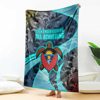 Antigua and Barbuda Sea Turtle Blanket with Tribal Mandala Design with Ocean Waves and National Flag - Wonder Print Shop